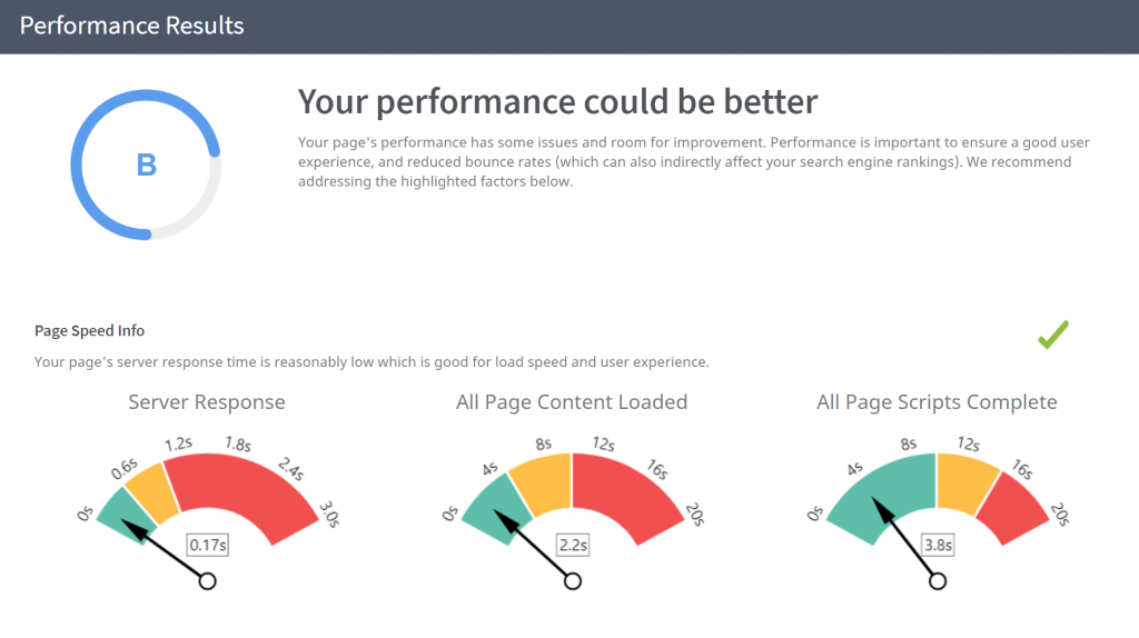 verifica della velocità della tua pagina web