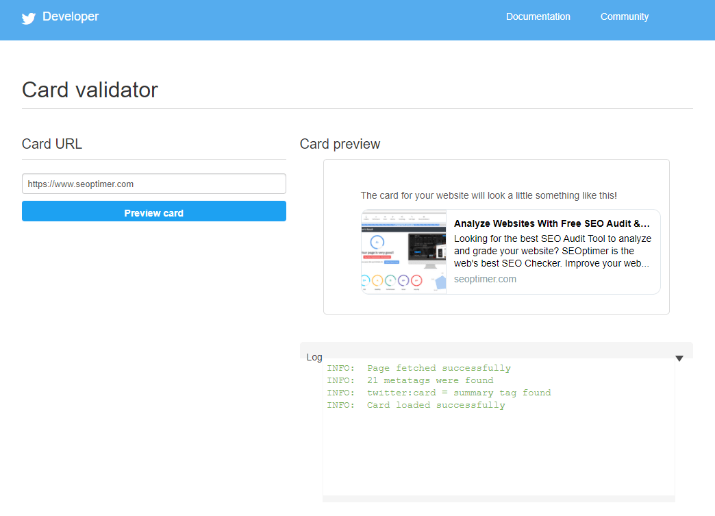 Alat Validator Twitter Card