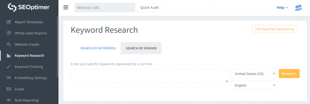 seoptimer keyword research tool