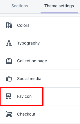 favicon settings shopify